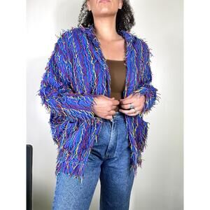 Vintage Big Jaguar Guatemala Rainbow Fringe Jacket One Size Maximalist Eclectic